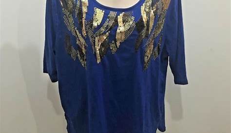 Denim 24/7 Size 1X Blue Tee Sequin Accent Plus Sz Brand: Denim 24/7