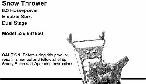 Craftsman 536881850 User Manual SNOW THROWER Manuals And Guides L0522420