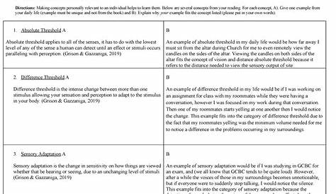 perception worksheets answers