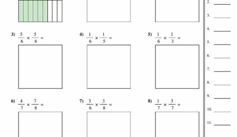 Multiplying Fractions Visual Worksheet printable pdf download