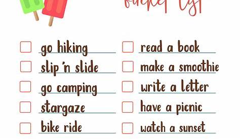 Free Printable Summer Bucket List Ideas Template - Paper Trail Design