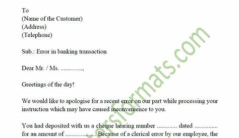 cheque return letter to customer