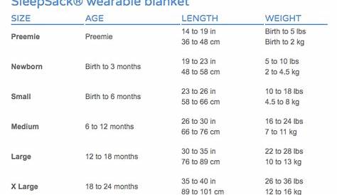 halo sleepsack size chart