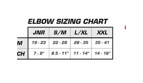 evoshield elbow guard size chart