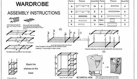 Manual Portable Wardrobe Assembly Instructions - Wardobe Pedia