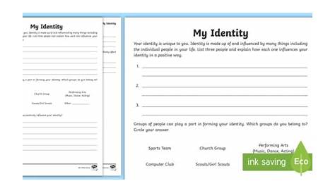 My Identity Worksheet - Inclusion - Australia - Twinkl