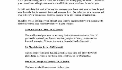 tenancy tenant non renewal of lease sample letter