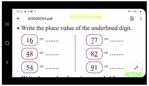 Std 2 Write place value of underlined digit - YouTube