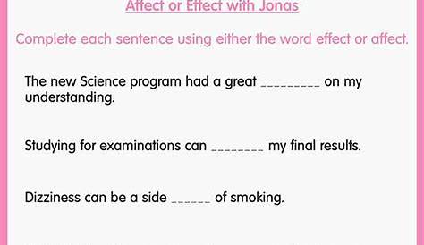 Affect And Effect Worksheet - Kindergarten Printable Sheet