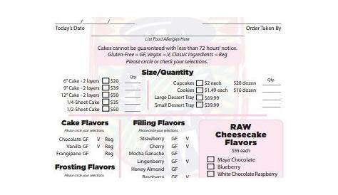 printable home bakery order form pdf