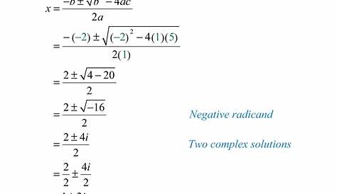 quadratic formula with imaginary numbers worksheet