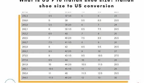 italy shoe size chart