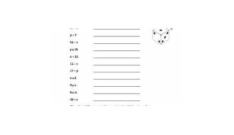 math variables worksheet