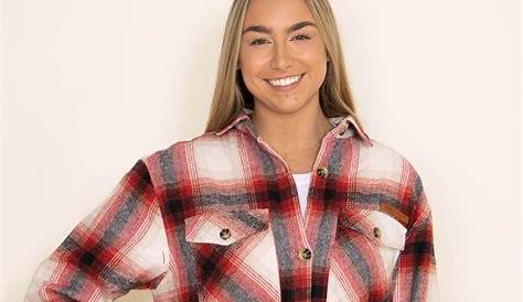 Simply Southern Plaid Sherpa Shacket for Women in Red in 2022 | Red