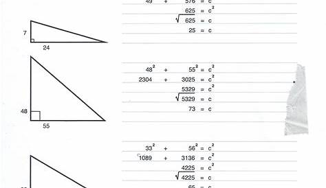 pythagorean theorem worksheets answer key