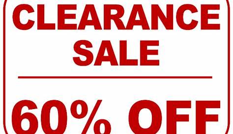 Printable 60 Percent Off Clearance Sale Sign