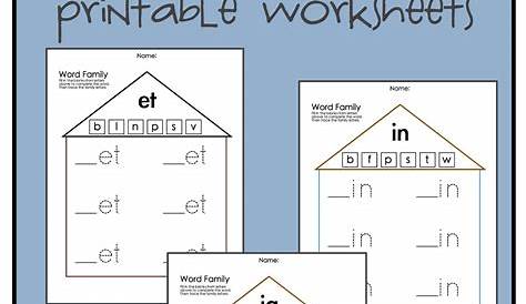 in word family worksheets kindergarten