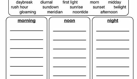 Morning, Noon, or Night - Time of Day Worksheet 1