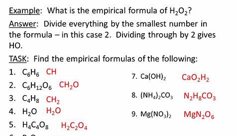 Empirical Formula and Molecular Formula Calculations GCSE 9-1
