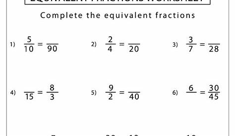 equivalent fractions math worksheet