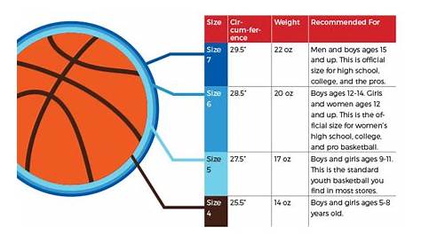 youth size basketball chart