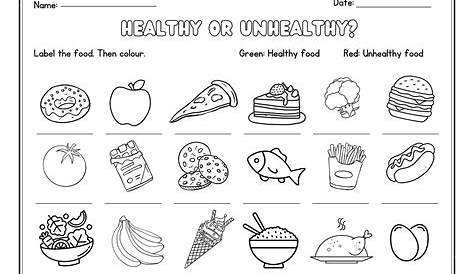 healthy and unhealthy foods worksheet
