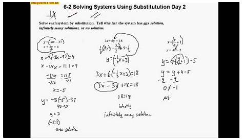 solving systems with substitution worksheet