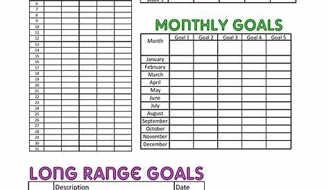 6 Best Images of Printable Weight Loss Goal Setting Worksheet - Weight