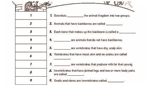 Science Worksheet: vertebrates and invertebrates - The Mailbox