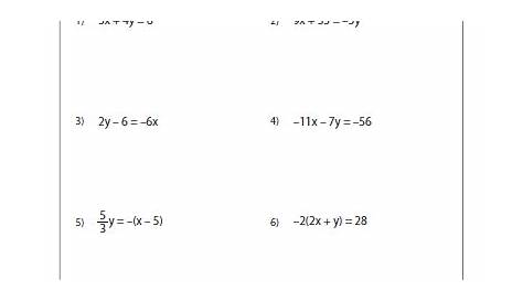 standard form equation worksheets