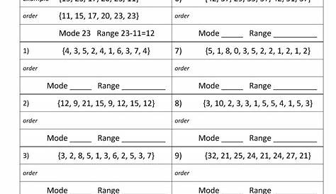 Mode and Range Worksheets