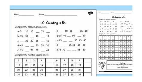 Counting in 5s Worksheet - counting, worksheet, 4, numbers, math