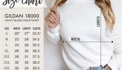 Gildan 18000 Size Chart Crewneck Sweatshirt Sizing Chart Canada