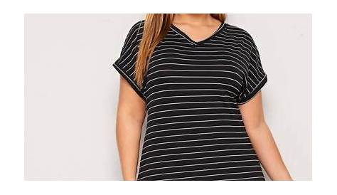 Contrast Trim Drop Shoulder Leopard Print Shirt | Striped tee dress