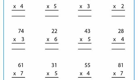 multiplication 2 digit by one digit worksheet