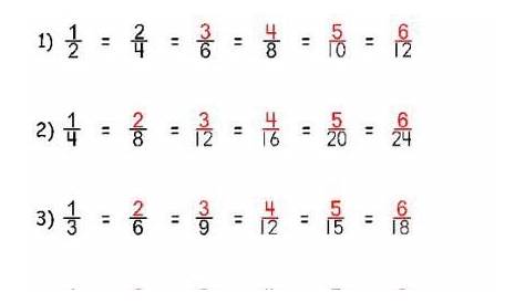 equivalent fractions worksheet answers