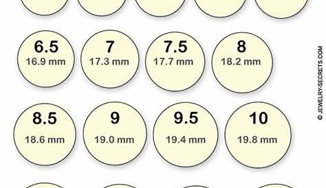 ring size chart women's printable