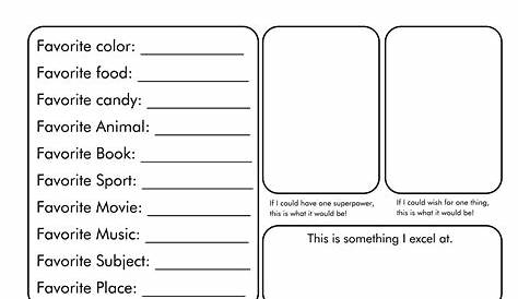 student all about me worksheets