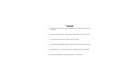 molarity worksheet 1 answers