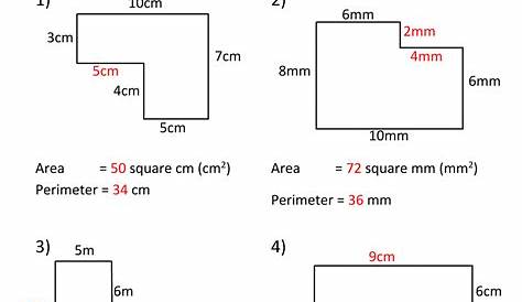 volume area perimeter worksheets