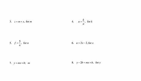 literal equations worksheet algebra 1