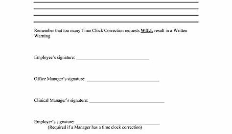 Printable Time Clock Correction Form - Printable Forms Free Online