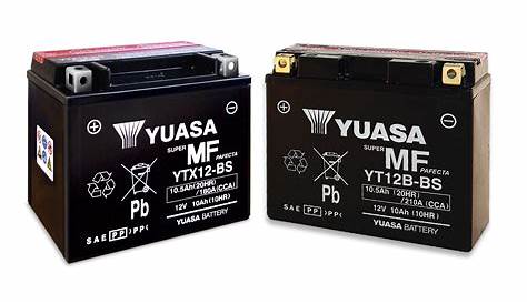 Yuasa Motorcycle Battery Size Chart - AGM Batteries Comparison Chart