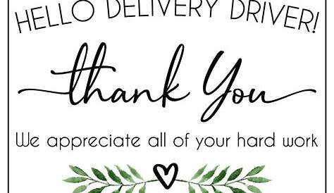 thank you for delivering our packages printable