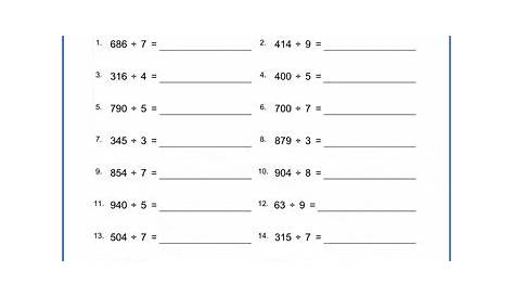 Grade 4 Math Worksheets: Single digit division | K5 Learning