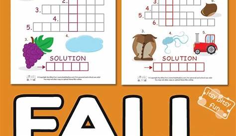 fall crossword puzzle worksheet printable