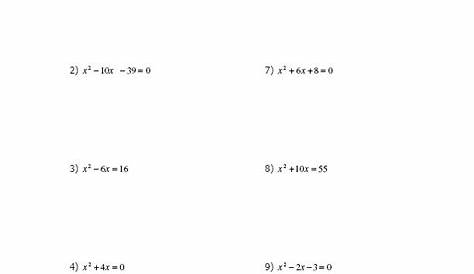 solving quadratic equations by completing the square worksheets