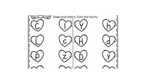 valentine's day letter matching worksheet for preschool and pre - k