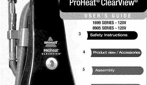 Bissell 1699 User Manual PROHEAT CLEARVIEW Manuals And Guides L0505039