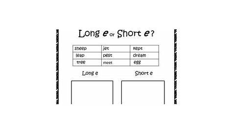 long e short e worksheet